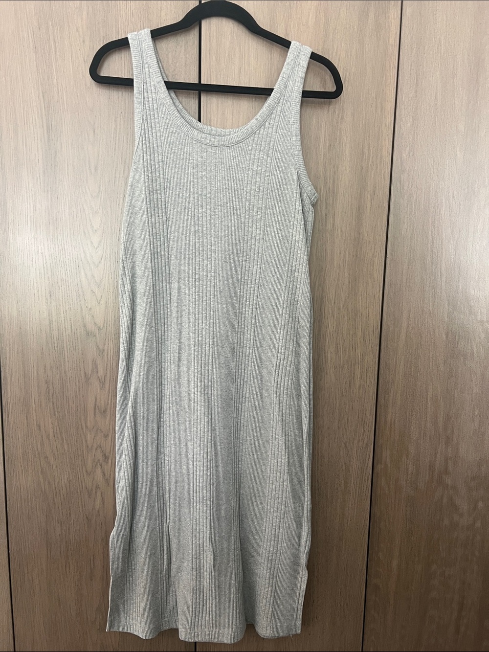a new day Gray Sleeveless Ribbed Tank Midi Dress
